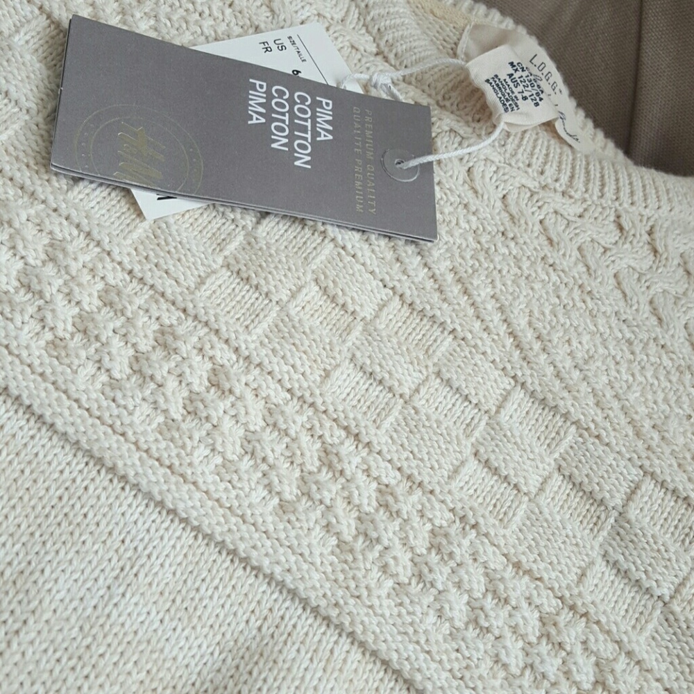Pima cotton girl's knitted beige sweater - Picture 3 of 6